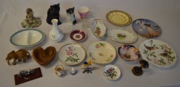 Various ceramics including collectors plates, cat figures,