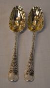 Pair of silver berry spoons, London hallmark, approx weight 4.