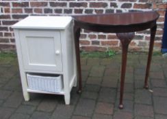 Bathroom cabinet & a reproduction demi lune table