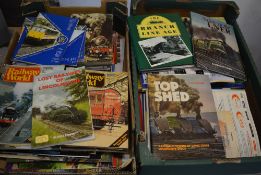 2 large boxes of railway and electronics themed books and publications