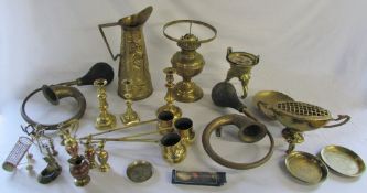 Various brassware inc jug and horns
