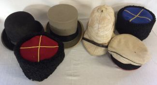 6 hats including vintage bowler & top hats