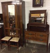 Edwardian bedroom suite comprising wardrobe (with replacement pelmet),