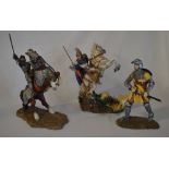 3 medieval knight figures including George & the Dragon