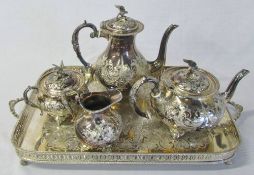 Silver plate tea and coffee service with tray