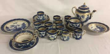 Various Boothes Willow pattern ceramics including coffee cans,