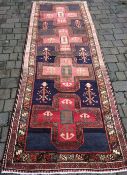 Hand woven Persian village runner with traditional cross design 312cm by 115cm