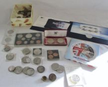 Assorted coins inc Isle of Man crowns, UK Brilliant Uncirculated Coin Collection 2000 Millenium,