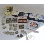 Assorted coins inc Isle of Man crowns, UK Brilliant Uncirculated Coin Collection 2000 Millenium,