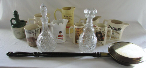 2 glass decanters,