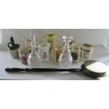 2 glass decanters,