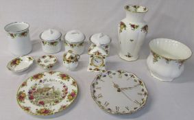 Various Royal Albert Old Country roses inc large vase, clocks,