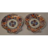 Pair of Imari style shell shaped dishes