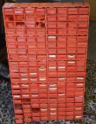 Small multi drawer plastic storage cabinet full of watch parts and spares (AF)