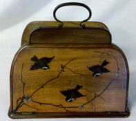Late 19th/early 20th century letter rack painted with 3 sparrows in flight