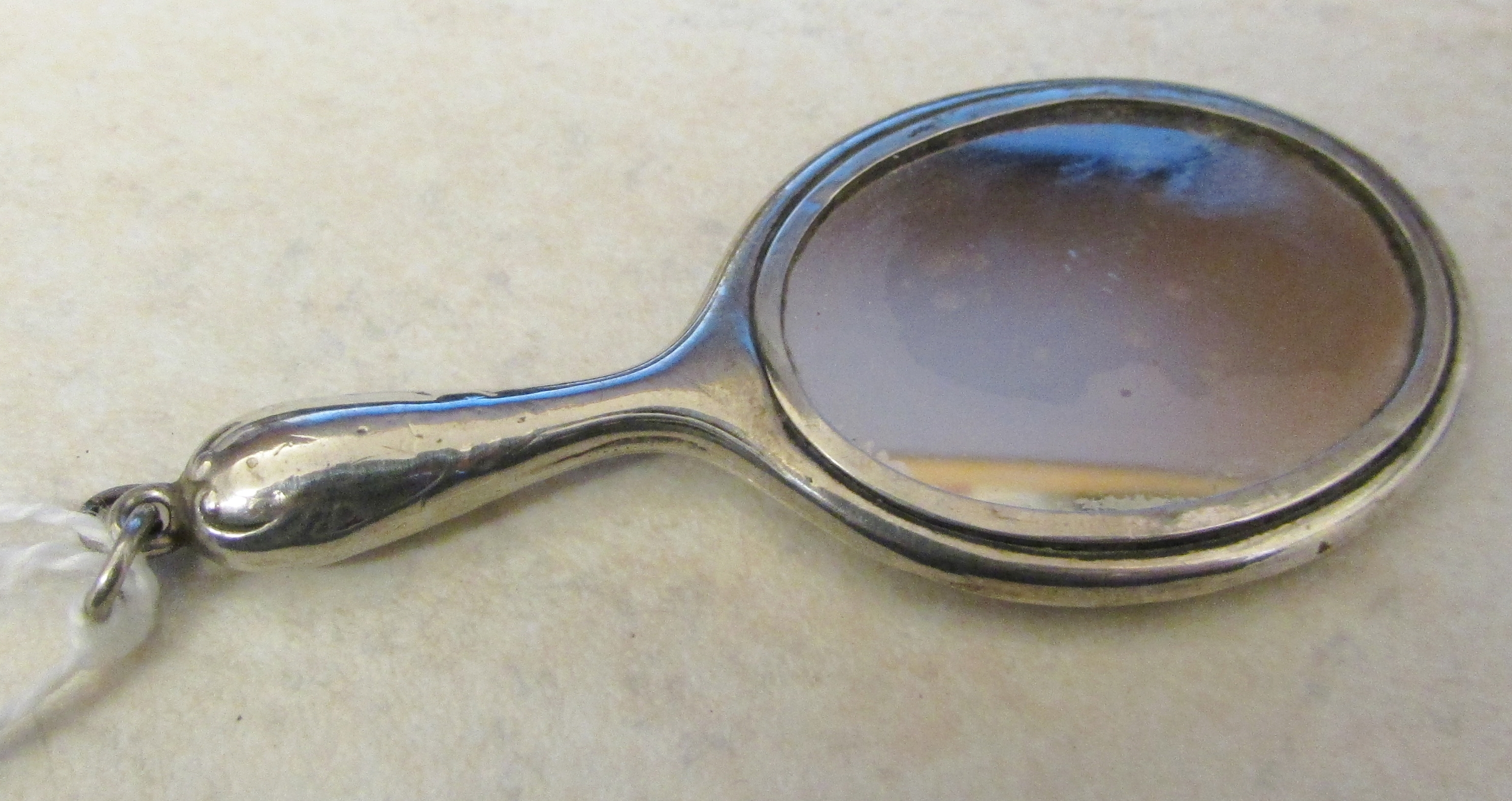 Miniature silver hand mirror for a chatelaine Birmingham 1912 L 8 cm - Image 2 of 2