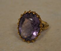 9ct gold with a large synthetic amethyst, total approx weight 8.