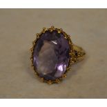 9ct gold with a large synthetic amethyst, total approx weight 8.