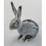 Royal Crown Derby paperweight of a starlight hare with gold stopper - exclusively for the Royal