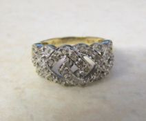 9ct gold diamond dress ring size K/L