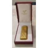 Cartier gold plated lighter gadroon pattern in original box