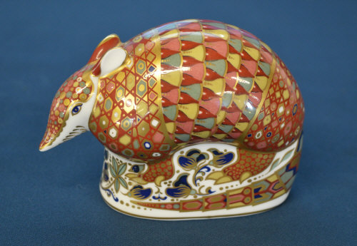 Royal Crown Derby Imari armadillo paperweight with silver stopper