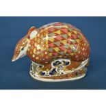 Royal Crown Derby Imari armadillo paperweight with silver stopper