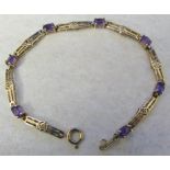 9ct gold amethyst bracelet total weight 3.6 g length 6.