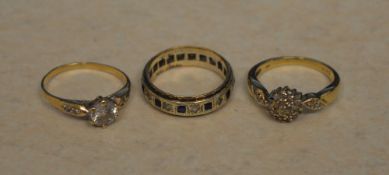 3 9ct gold rings, total weight approx 8.