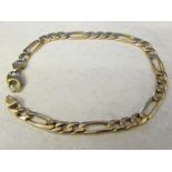 9ct gold figaro bracelet length 9" weight 15.