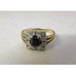 18ct gold diamond and sapphire ring size J