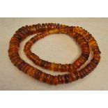 Amber disc shaped beaded necklace,