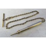 Tested as 9ct gold watch chain and t-bar (total weight 16.