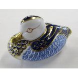 Royal Crown Derby paperweight of a duck with gold stopper L 12 cm