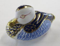 Royal Crown Derby paperweight of a duck with gold stopper L 12 cm