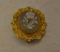 Tested as 14ct gold mourning brooch, total approx weight 7.