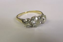 18ct gold diamond trilogy ring total 2 ct size P