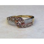 9ct yellow and rose gold diamond ring size P/Q