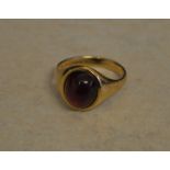 9ct gold ring set with a smooth synthetic stone, total approx weight 4g,