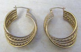 9ct gold earrings (drop 35 mm) weight 5.