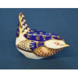 Royal Crown Derby Imari blue wren paperweight with gold stopper