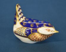 Royal Crown Derby Imari blue wren paperweight with gold stopper