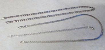 Silver curb chain necklace weight 0.43 ozt & matching silver necklace and bracelet set weight 0.