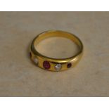 18ct gold ruby and diamond ring, total approx weight 6.