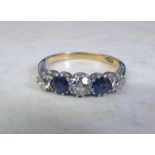 18ct gold diamond (total 0.35 ct) and sapphire (total 0.