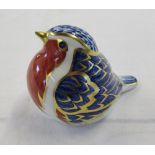 Royal Crown Derby paperweight of a robin with gold stopper