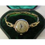 9ct gold ladies wristwatch hallmarked London 1929 with Britannic 18ct gold expanding bracelet