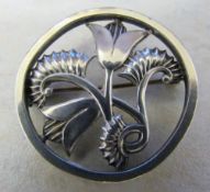 Silver floral form brooch designed by Geoffrey Bellamy for Ivan Tarrant