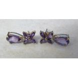 10ct gold amethyst drop earrings total weight 2.