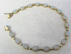 9ct gold opal bracelet length 7.5" total weight 6.